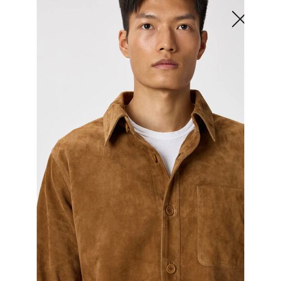 Quince Suede Overshirt Chestnut Brown Size L NWT - Picture 3 of 7